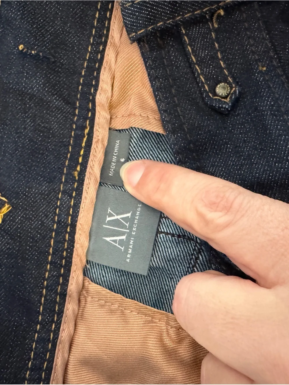 Armani Exchange Womens Boot Cut Jeans in Dark Navy with Gold Hardware